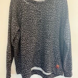 Peace Love World Gray Leopard Print Top Large
